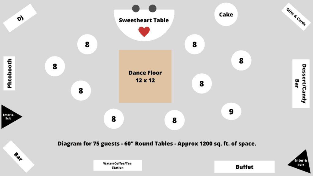 Reception Floor Plan for 75 Guests