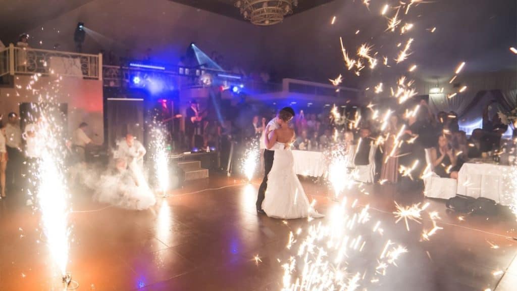 First dance with bride and groom on dance floor